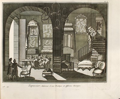 Lot 8 - [APPLIED ARTS - TAPESTRY]
[DIDEROT, DENIS and JEAN LE ROND D'ALEMBERT]. [Three parts extracted from Volume VIII of the Encyclopédie, ou Dictionnaire Raisonné des Sciences, des Arts et des Métiers]