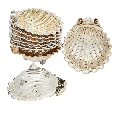 Lot 71 - Set of Nine Pampaloni Sterling Silver and Parcel Gilt Shell-Form Dishes