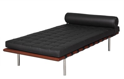 Lot 338 - Mies van der Rohe for Knoll Studio Leather Uphostered Walnut Barcelona Daybed