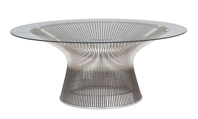 Lot 342 - Warren Platner Chromed Metal and Glass Low Table