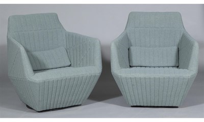 Lot 394 - Pair of R. & E. Bouroullec for Ligne Roset Upholstered Facett Swivel Armchairs