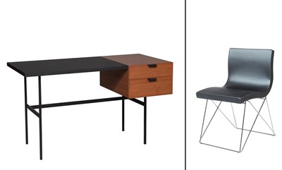 Lot 395 - Pierre Paulin for Ligne Roset Walnut, Fenix Laminate and Metal Tanis Desk