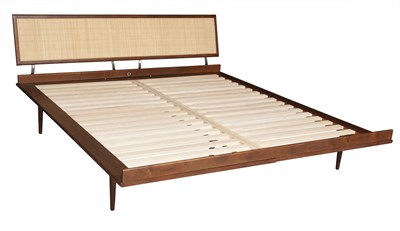 Lot 321 - George Nelson for Herman Miller Walnut and Caned Thin Edge King Bed