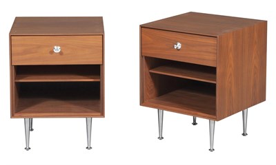 Lot 322 - Pair of George Nelson for Herman Miller Walnut  Thin Edge Nightstands