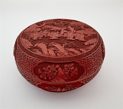 Lot 121 - A Chinese Carved Cinnabar Lacquer Box and Cover