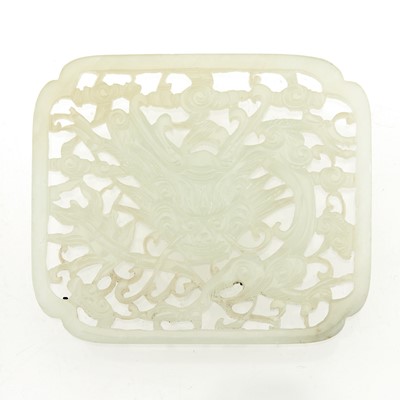 Lot 12a - A Chinese Carved White Jade Dragon Plaque