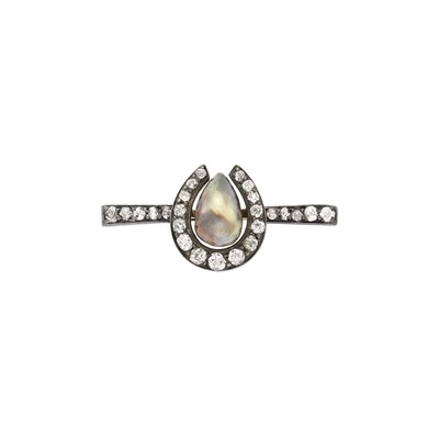Lot 66 - Antique Silver, Gold, Brown Baroque Pearl and Diamond Horseshoe Bar Pin