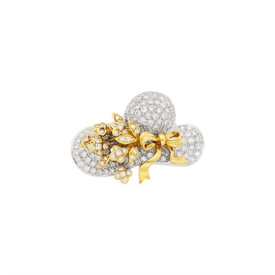 Lot 124 - Platinum, Gold and Diamond Sun Hat Brooch