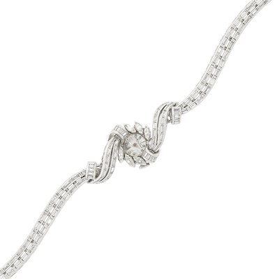 Lot 152 - Mathey Tissot Platinum and Diamond Wristwatch