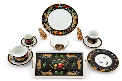 Lot 370 - Lynn Chase Porcelain Jaguar Jungle Pattern...
