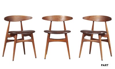 Lot 328 - Six Hans Wegner for Carl Hansen Upholstered Teak Model CH33 Dining Chairs