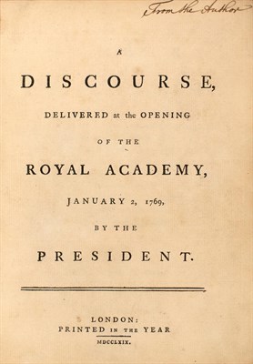 Lot 22 - REYNOLDS, JOSHUA. A sammelband of six discourses delivered by Joshua Reynolds to the Royal Academy, in the years 1769-1791, including four presentation copies.
