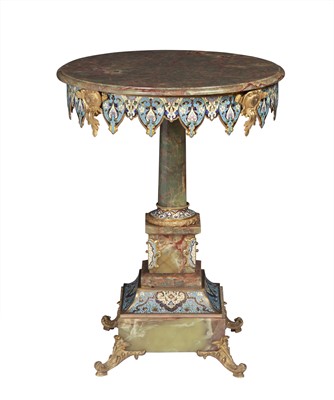 Lot 297 - Cloisonné Enamel and Onyx Occasional Table