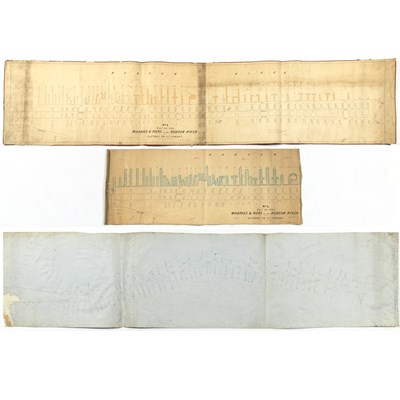 Lot 179 - Folding maps depicting the Battery along the Hudson and the East River