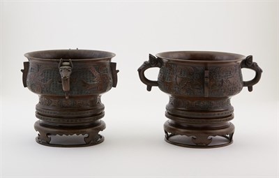 Lot 173 - A Pair of Chinese Archaistic Bronze Vessels