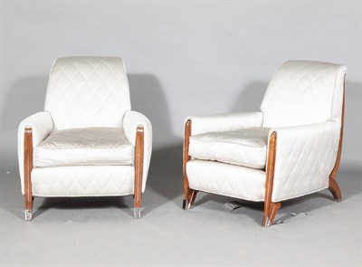 Lot 287 - Set of Four Art Deco Style Upholstered Stained...
