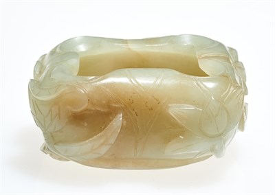 Lot 63 - A Chinese Celadon Jade Brush Washer