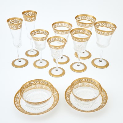 Lot 304 - St. Louis Glass Thistle Pattern Stemware and Table Service