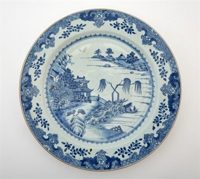 Lot 62 - A Chinese Blue and White Export 'Nanking Cargo' Porcelain Charger