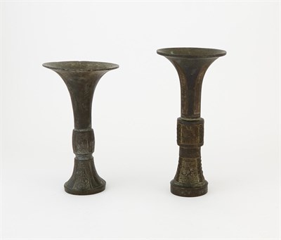 Lot 160 - Two Chinese Bronze Gu Vases