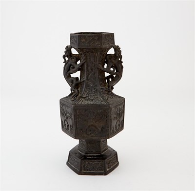 Lot 166 - A Chinese Bronze Hexagonal Vase