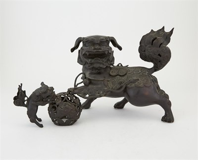 Lot 165 - A Chinese Bronze Fu Lion Grouping