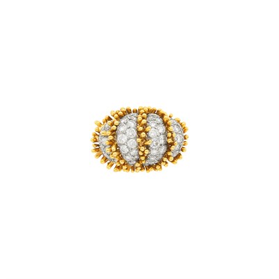Lot 121 - Gold, Platinum and Diamond Bombé Ring