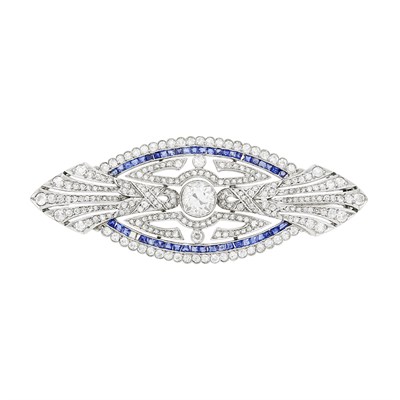 Lot 72 - Platinum, Diamond and Sapphire Brooch