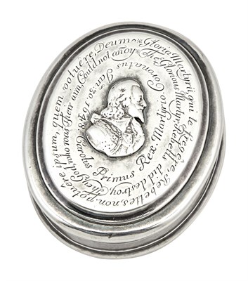 Lot 145 - Queen Anne Sterling Silver Tobacco Box with Portrait Bust of King Charles I
