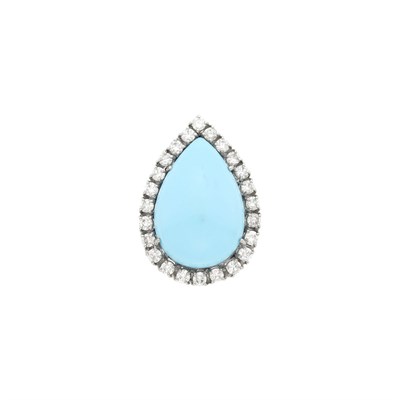 Lot 138 - White Gold, Turquoise and Diamond Ring