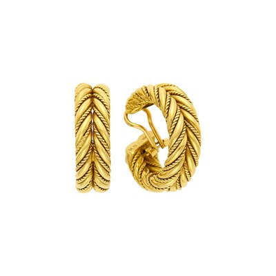Lot 10 - Hammerman Brothers Pair of Gold Hoop Earclips