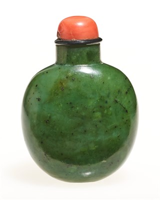 Lot 42 - A Chinese Spinach Jade Snuff Bottle