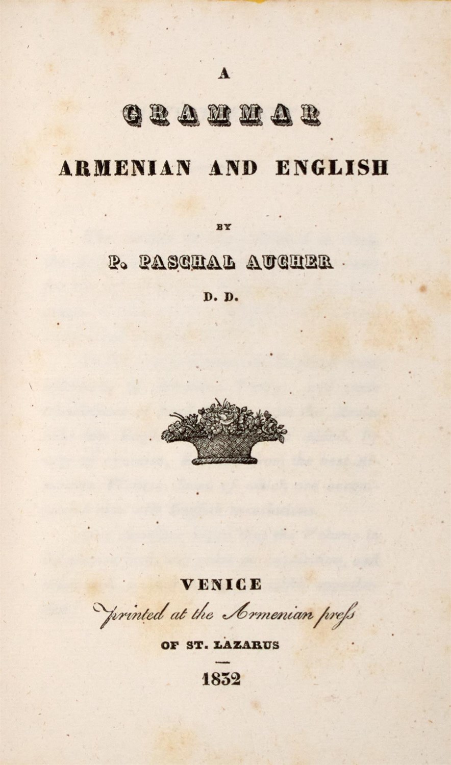 Lot 12 - [BYRON - ARMENIAN] AUCHER, P. PASCHAL. A...