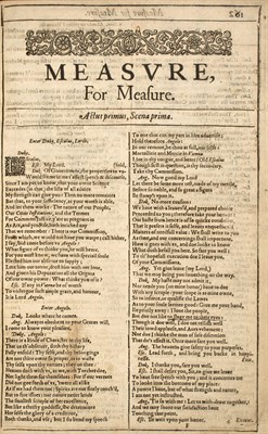 Lot 39 - SHAKESPEARE, WILLIAM Measure for Measure....
