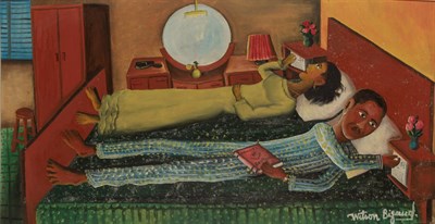 Lot 7 - Wilson Bigaud Haitian, 1931-2010 Couple in Bed...