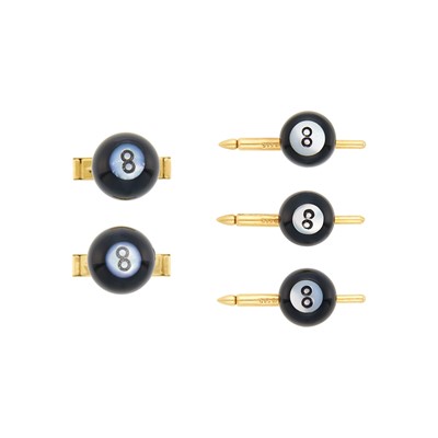 Lot 221 - Gold, Black Onyx and Mother-of-Pearl 8 Ball Dress Set