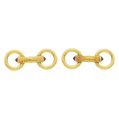Lot 234 - Cartier Paris Pair of Gold and Ruby Cufflinks