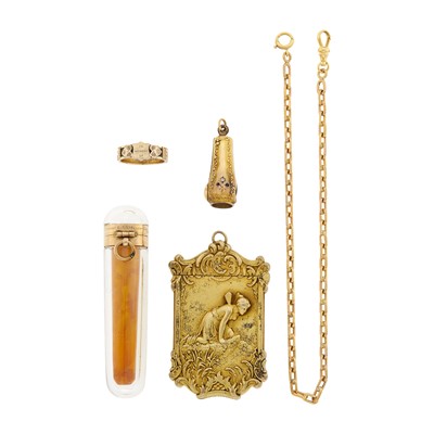 Lot 243 - Group of Antique Gold, Low Karat Gold and Silver-Gilt Jewelry