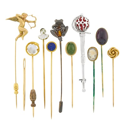 Lot 239 - Group of Gold, Silver and Metal Stick Pins