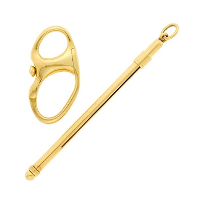 Lot 231 - Tiffany & Co. Gold Key Ring and Swizzle Stick