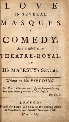 Lot 18 - FIELDING, HENRY Love in Several Masques. A...