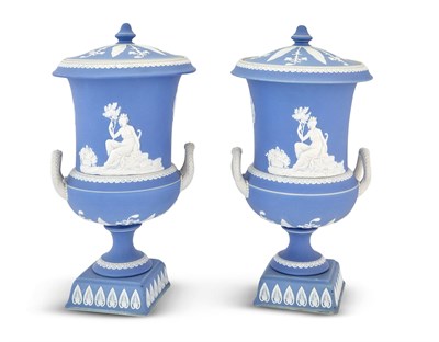Lot 762 - Pair of Wedgwood Jasperware Urns Height 13...