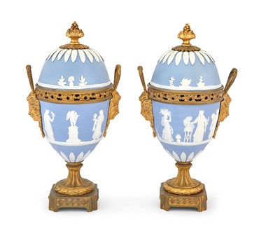 Lot 753 - Pair of Gilt-Metal Mounted Wedgwood Jasperware...