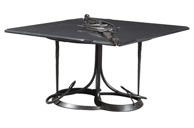 Lot 606 - Albert Paley Forged Steel and Slate Dining Table