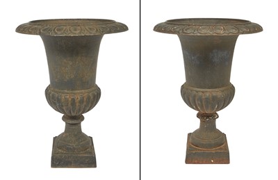 Lot 77 - Pair of Painted Cast Iron Garden Urns