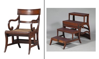 Lot 80 - Regency Mahogany Metamorphic Library Armchair, Formerly in the Rex Harrison Collection