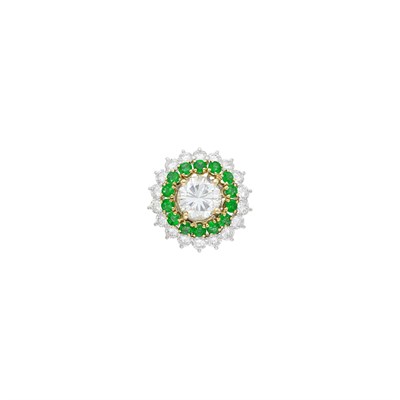 Lot 31 - Platinum, Gold, Diamond and Emerald Ring