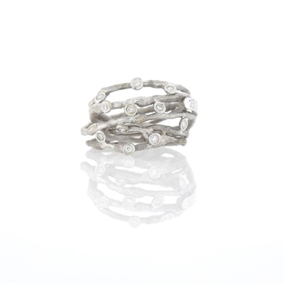 Lot 1252 - Boaz Kashi White Gold and Diamond Multi-Band 'Branch' Ring