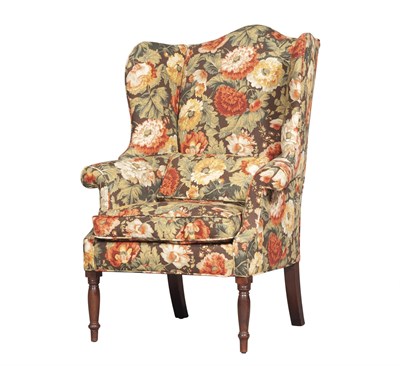 Lot 219 - Federal Upholstered Mahogany Wing Chair Early...