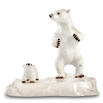 Lot 227 - Andreas von Zadora-Gerlof Marble and Rock Crystal Polar Bear Group